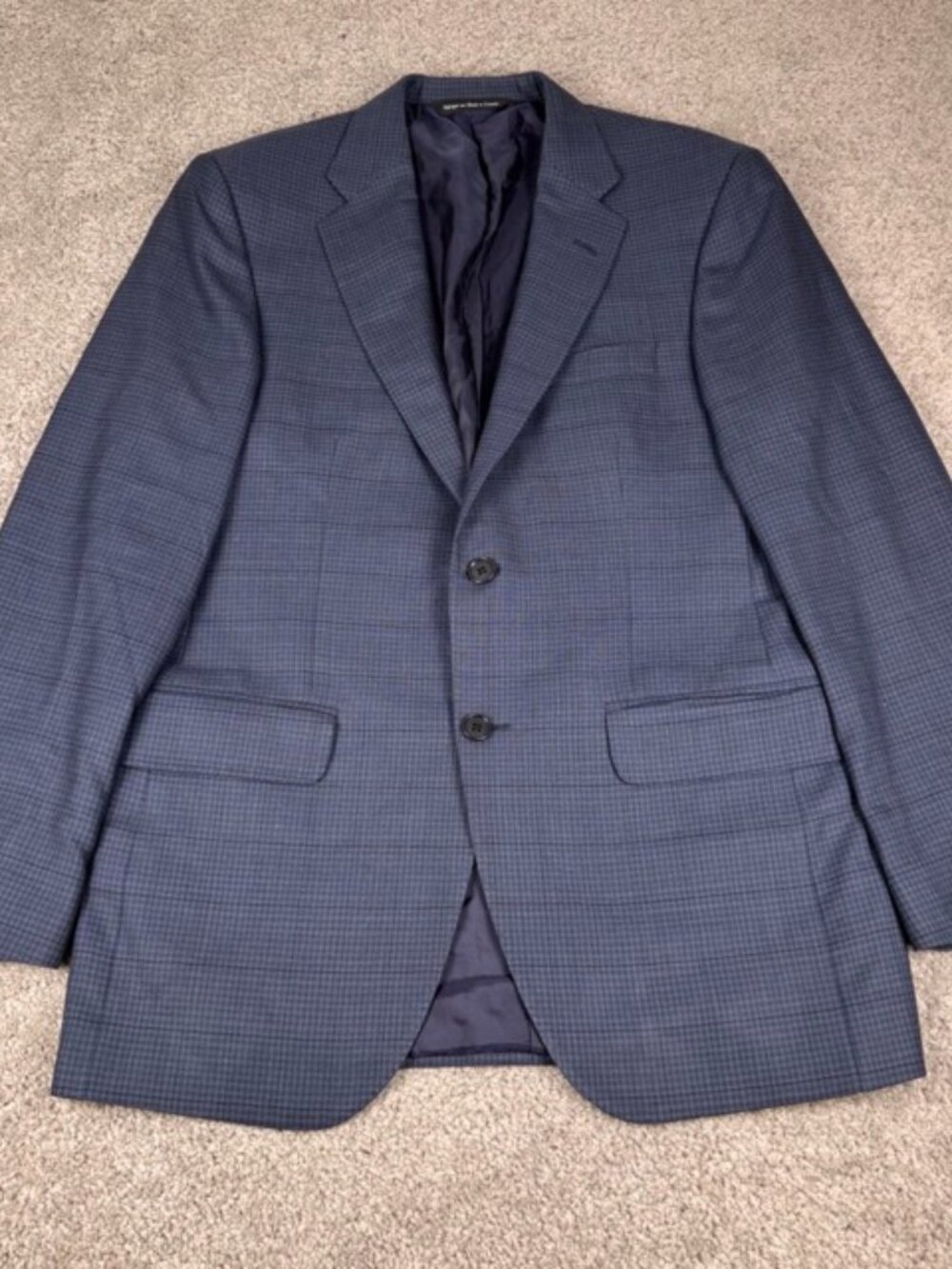 Coppley Biella 2112 Blue Plaid Sport Coat Blazer Jacket Canada Size 36R Wool